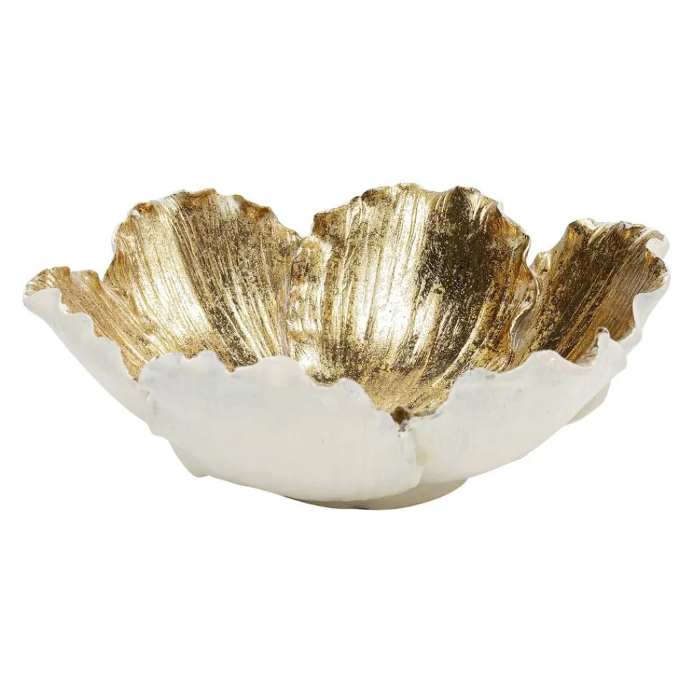 KARE Flower Bloom dekorativ skål, krem/gull, håndlaget| Møbel Og Interiør