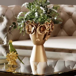 KARE Flowercrown dekorativ vase, høyde 30 cm, Ø 20 cm, gullfarget Sale