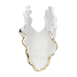 KARE Ginkgo Elegance-vase, høyde 18 cm, steintøy, hvit, gull Sale