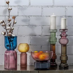 KARE Lysestake Marvelous Duo, høyde 49 cm, glass lilla/grå| Møbel Og Interiør