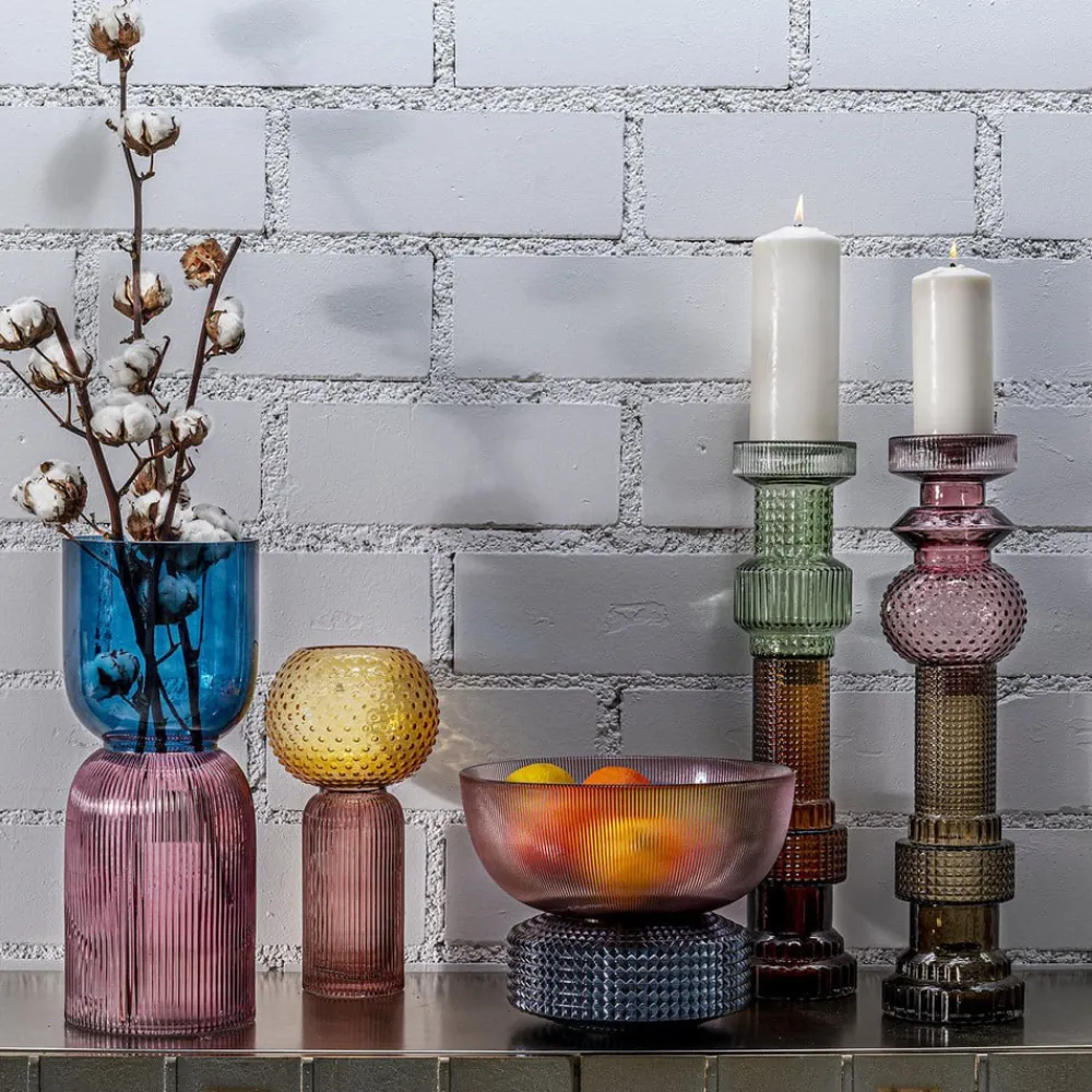 KARE Lysestake Marvelous Duo, høyde 49 cm, glass lilla/grå| Møbel Og Interiør