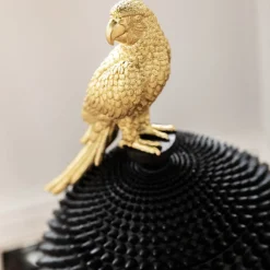 KARE Papegøyedekorasjonsboks, høyde 40 cm, polyresin, svart, gull| Møbel Og Interiør