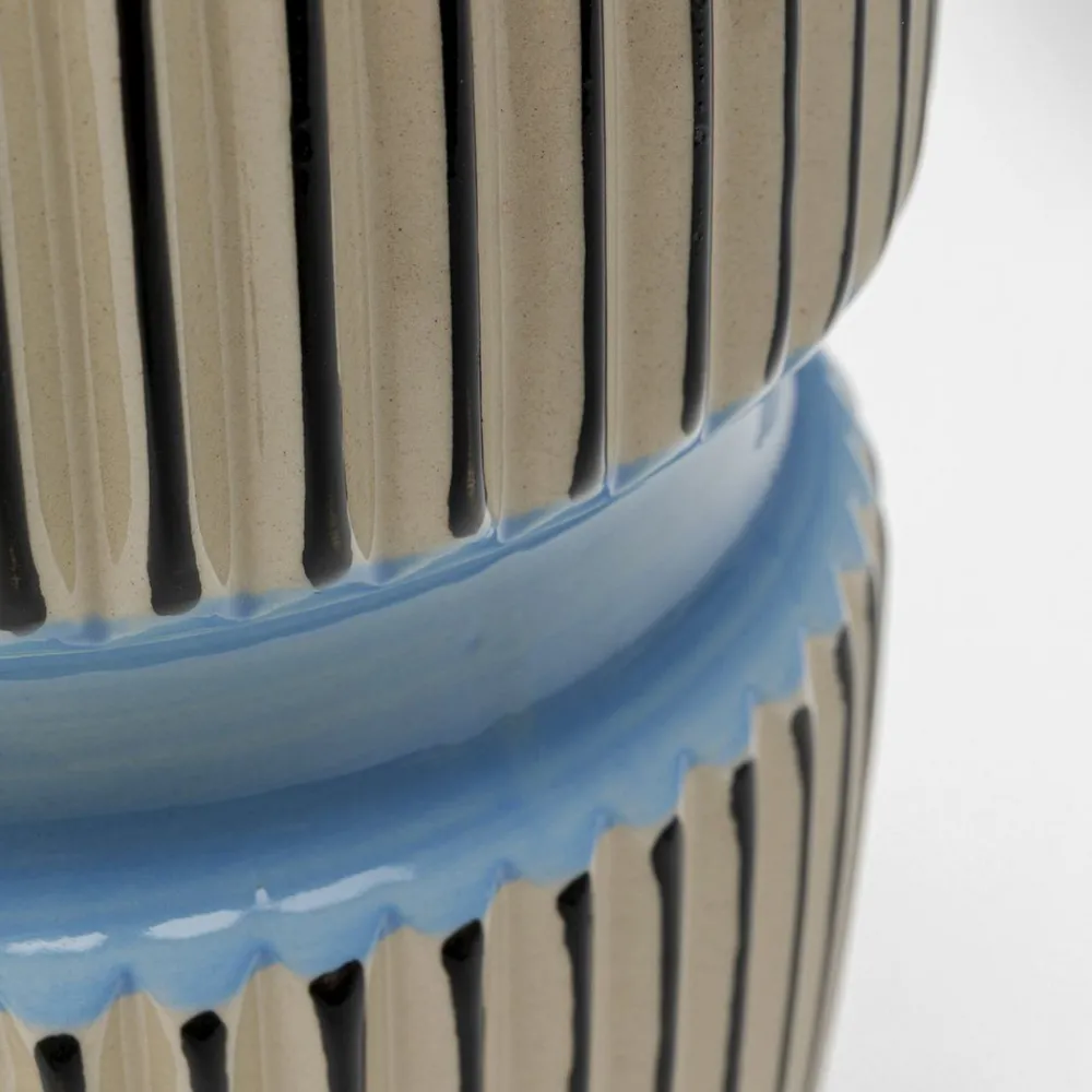 KARE Vase Calabria, blå/beige, porselen, håndlaget Best