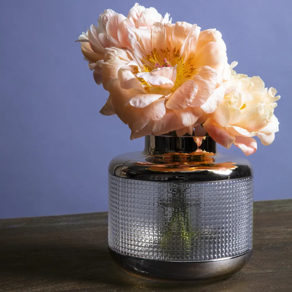 KARE Vase LA Noble, høyde 18 cm, glass, gull/klar, håndlaget