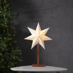 STAR TRADING Karo bordlampe, hvit, 55 cm, papir, akasietre, stjerne