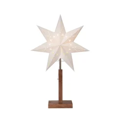 STAR TRADING Karo bordlampe, hvit, 55 cm, papir, akasietre, stjerne