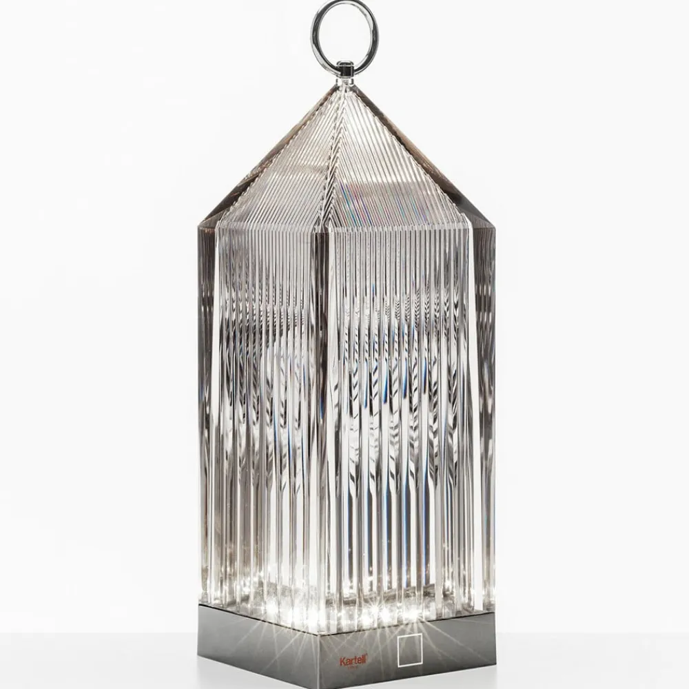 Kartell Lantern LED-bordlampe, røykgrå IP54| Dekorasjonsbelysning|Terrassebelysning