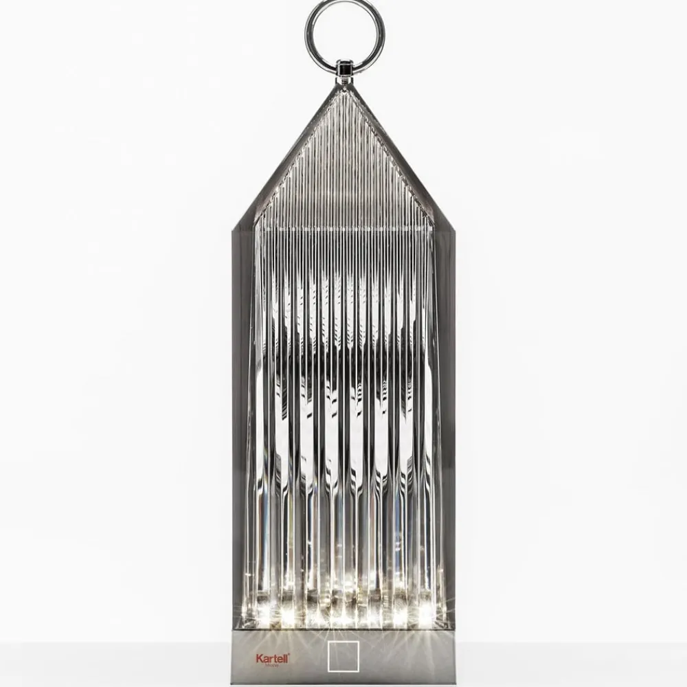 Kartell Lantern LED-bordlampe, røykgrå IP54| Dekorasjonsbelysning|Terrassebelysning