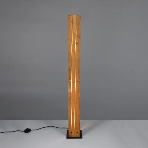 Trio Lighting Karuni gulvlampe, tre, metall, lysebrun, svart Hot