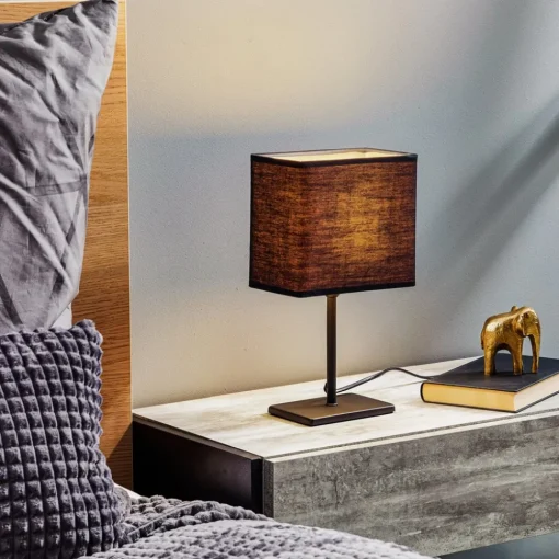 FH Lighting Kate-bordlampe med stoffskjerm, svart/gull| Bordlamper