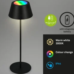 Briloner Kiki LED-bordlampe, svart, IP44, 3000 K, RGBW| Terrassebelysning