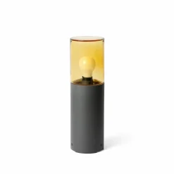 FARO BARCELONA Kila sokkellampe, mørk grå/amber, aluminium/glass, høyde 40 cm