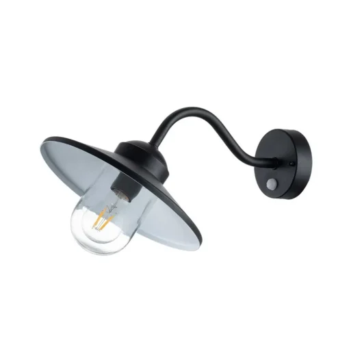 Elstead Klampenborg utendørs vegglampe, svart, bevegelsessensor| Vegglamper Med Sensor|Utebelysning Med Sensor