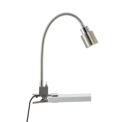 Brilliant Klemmebordlampe Andres fleksibel hals nikkel| Kontorbelysning|Bordlamper