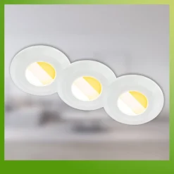 Briloner Klira innfellingslampe, hvit, Ø 9 cm, IP44, sett med 3 stk| Downlights