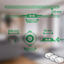 Briloner Kulana A innfellingslampe, hvit, 4000K, Ø9cm, sett med 3 stk Best