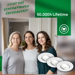 Briloner Kulana A innfellingslampe, hvit, 4000K, Ø9cm, sett med 3 stk Best