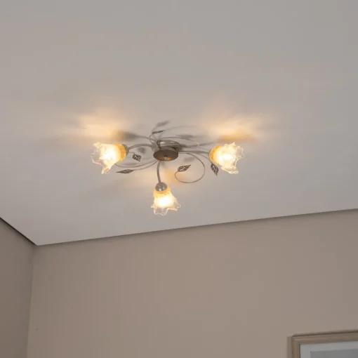ONLI Lancia taklampe, elfenbensfarget, 3 lyskilder, jern, glass Hot