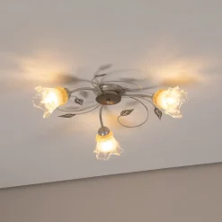 ONLI Lancia taklampe, elfenbensfarget, 3 lyskilder, jern, glass Hot