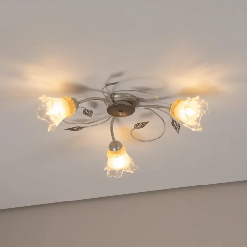 ONLI Lancia taklampe, elfenbensfarget, 3 lyskilder, jern, glass Hot