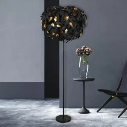 Reality Leuchten Leavy gulvlampe, svart/gull, høyde 180 cm, plast Sale