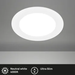 Briloner LED innfellingslampe Jeft, Ø 17 cm, hvit, 4000K, dimbar Sale