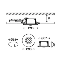 Briloner LED innfelt spotlight Attach One, matt nikkel, IP65 Clearance