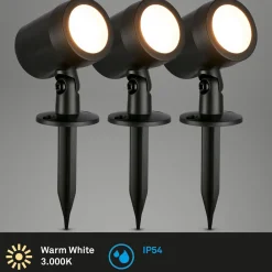 Briloner LED jordspyd 3799035, svart, plastsett med 3 stk Ø 5 cm Clearance