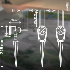 Briloner LED jordspydspiss 3919035 12V 3-punkts forlengelse, svart Ø 5 cm Clearance