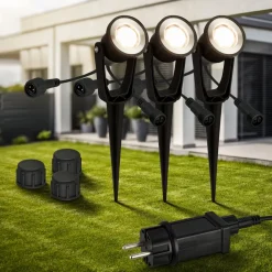 Briloner LED jordspydspotlight 3918035 12V startpakke med 3 stk, svart, Ø 5 cm| Utespotter