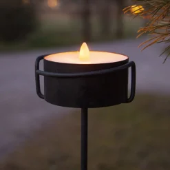 STAR TRADING LED stearinlys Fakkelstearinlys svart metall/voks batteridrevet| Dekorasjonsbelysning