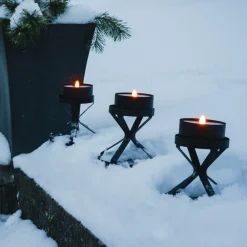 STAR TRADING LED stearinlys Fakkelstearinlys svart metall/voks batteridrevet| Dekorasjonsbelysning