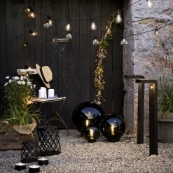 STAR TRADING LED stearinlys Fakkelstearinlys svart metall/voks batteridrevet| Dekorasjonsbelysning