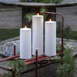 STAR TRADING LED stearinlys Flamme Rak 27,5 cm hvit plast batteridrevet