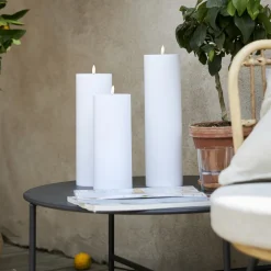 STAR TRADING LED stearinlys Flamme Rak 27,5 cm hvit plast batteridrevet