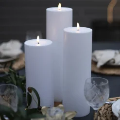 STAR TRADING LED stearinlys Flamme Rak 27,5 cm hvit plast batteridrevet