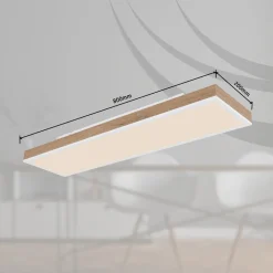 Globo LED taklampe Doro, lengde 80 cm, mørkt tre, tre, CCT New