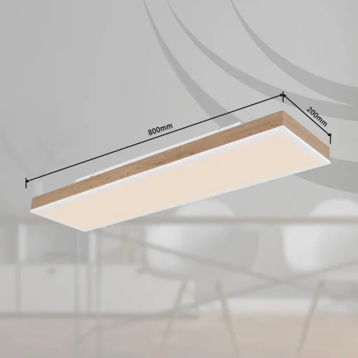 Globo LED taklampe Doro, lengde 80 cm, mørkt tre, tre, CCT New