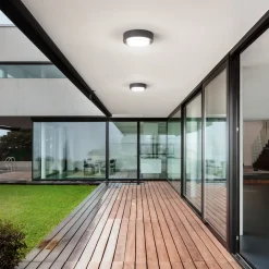 Fabas Luce LED utendørs taklampe Owen, mørk grå, metall, 23 cm, IP65| Taklamper Utendørs