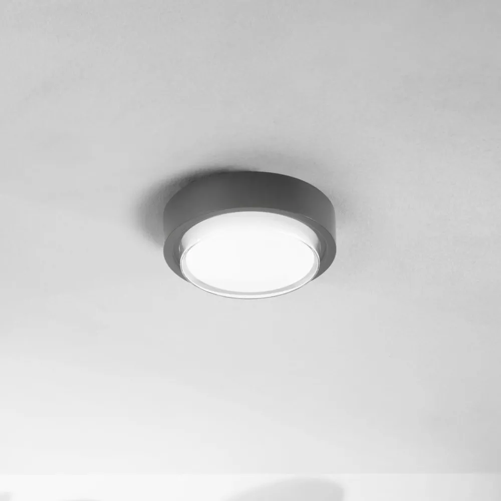 Fabas Luce LED utendørs taklampe Owen, mørk grå, metall, 23 cm, IP65| Taklamper Utendørs