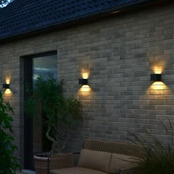 Nordlux LED utendørs vegglampe Milda kubi, svart, opp/ned, aluminium| Kommersiell Utebelysning|Vegglamper Utendørs