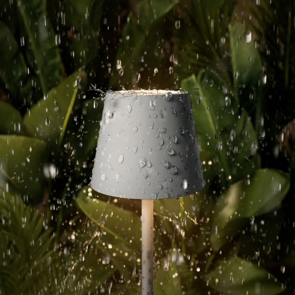 Sigor LED-batteridrevet bordlampe Nuindie pocket, grå, IP54, dimbar| Dekorasjonsbelysning|Terrassebelysning