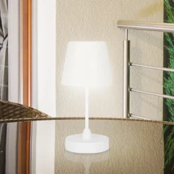 Briloner LED-bordlampe Campi, oppladbart batteri, dimbar, hvit| Terrassebelysning