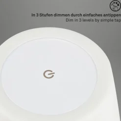 Briloner LED-bordlampe Campi, oppladbart batteri, dimbar, hvit| Terrassebelysning