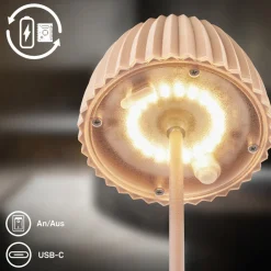 Briloner LED-bordlampe med batteri Brilo unplugged Riffle, 20 cm, beige