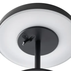 Nordlux LED-bordlampe med solcellepanel og batteri Elmer, svart, metall, IP44| Solcellelamper