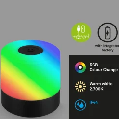 Briloner LED-bordlampe Smal, svart, RGBW, plast, 7 cm| Dekorasjonsbelysning|Bordlamper