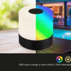 Briloner LED-bordlampe Smal, svart, RGBW, plast, 7 cm| Dekorasjonsbelysning|Bordlamper