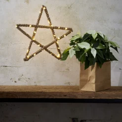 STAR TRADING LED-dekostjerne Jutta, innviklet med jutetau Hot