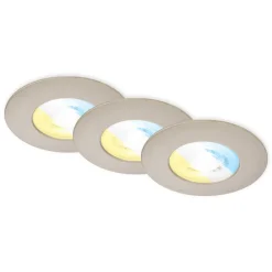 Briloner LED-downlight 7605 IP44 3stk CTS matt nikkel| Downlights